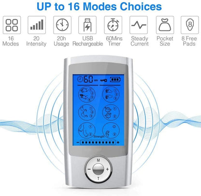 16-Mode EMS TENS Muscle Stimulator & Digital Body Massager